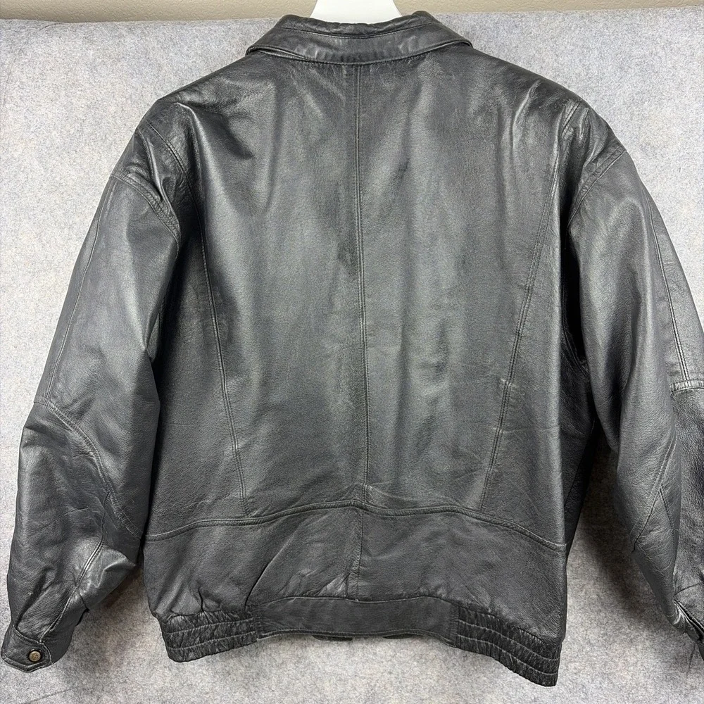 VINTAGE MEMBERS ONLY Black Leather Jacket Lined Size Mens L Motorcycle Bomber